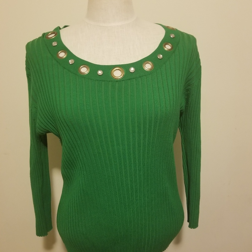 Turtleneck with Gold Circles & Stones Neckline